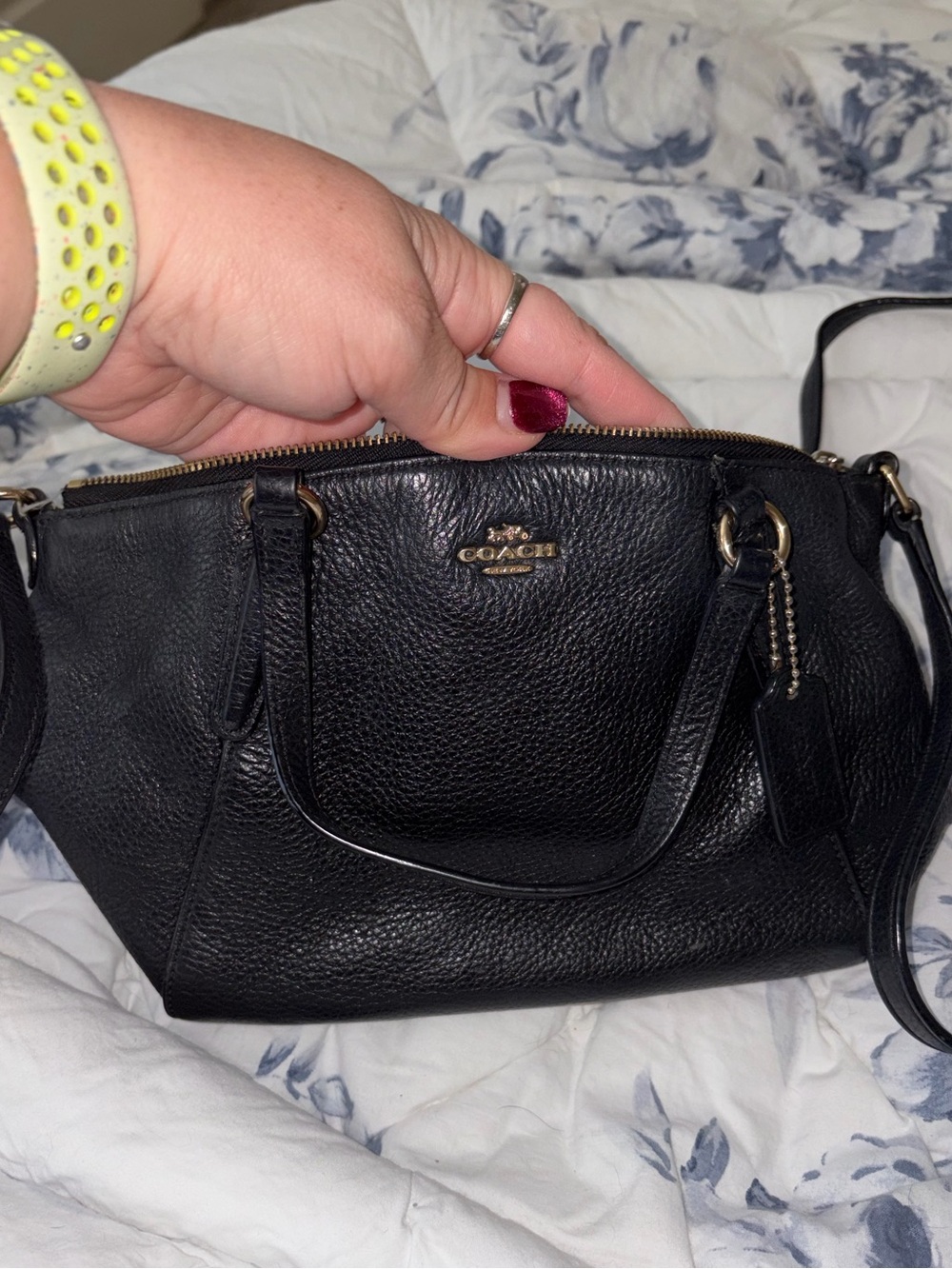 Coach Black Pebbled Leather Mini Satchel with Gold Hardware